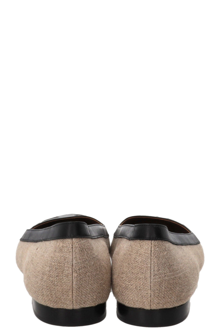 HERMÈS Infinitif Ballet Flats Toile Beige Black