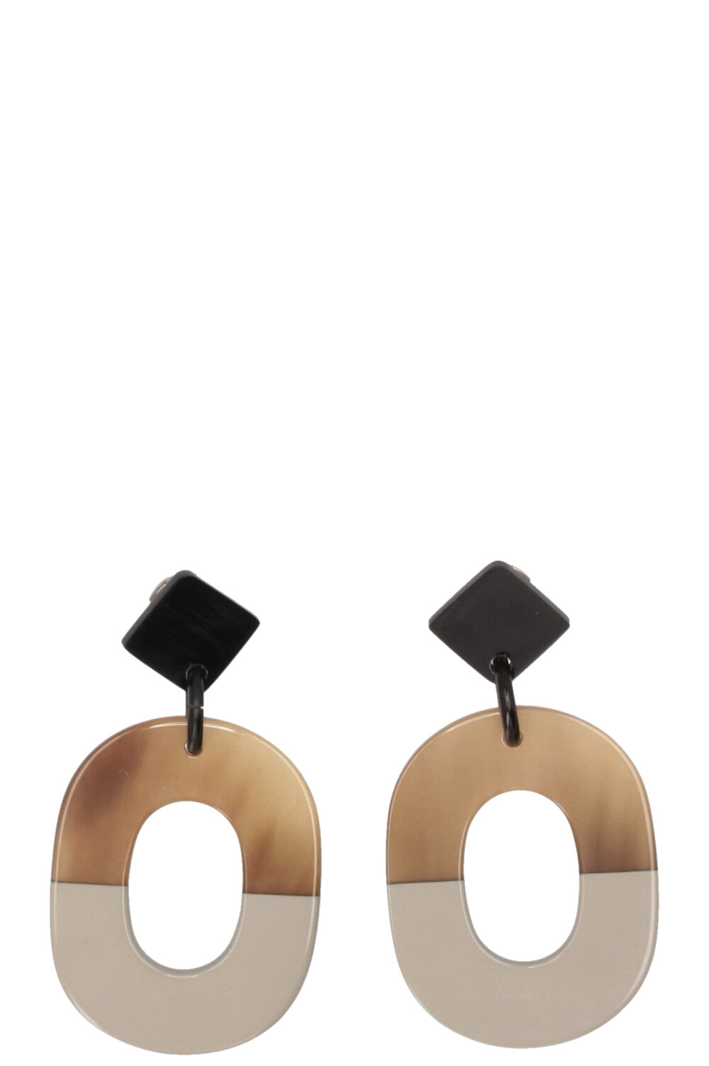 HERMÈS Isthme Earrings Horn Brown