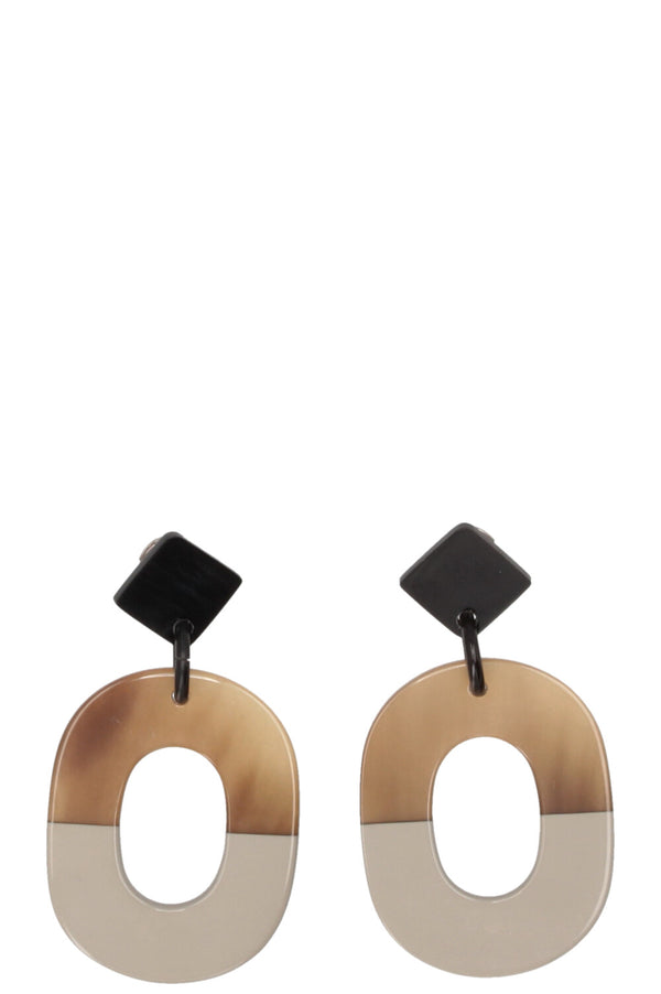 HERMÈS Boucles d'oreilles Isthme Corne Marron