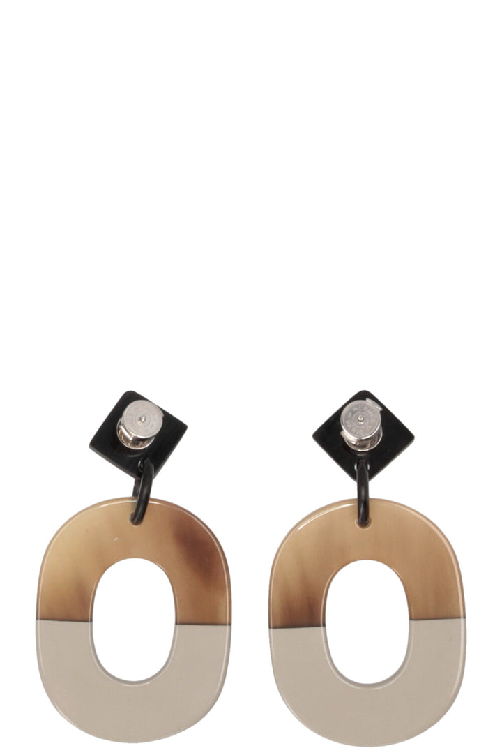HERMÈS Isthme Earrings Horn Brown