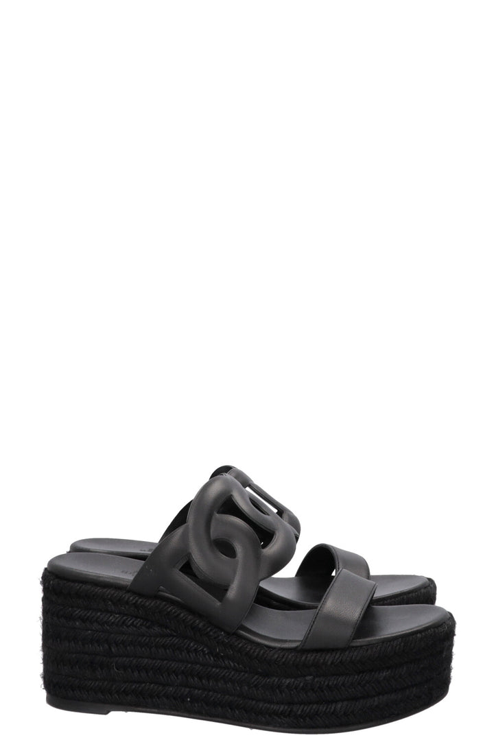 HERMÈS Ithea 30 Wedges Raffia Black