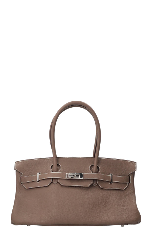 HERMÈS JPG Shoulder Birkin II 42 Clemence Étoupe Palladium