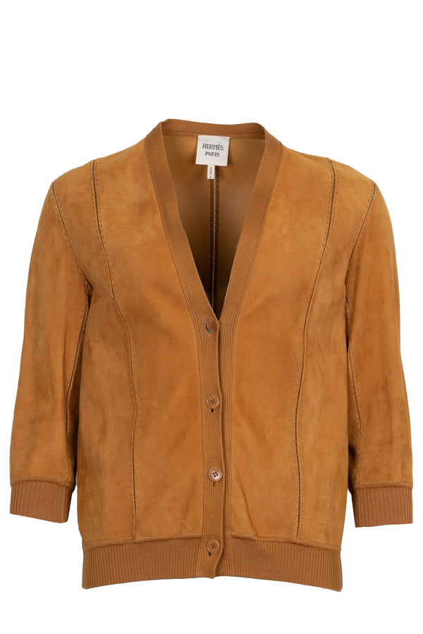 HERMÈS Jacket Suede Cognac