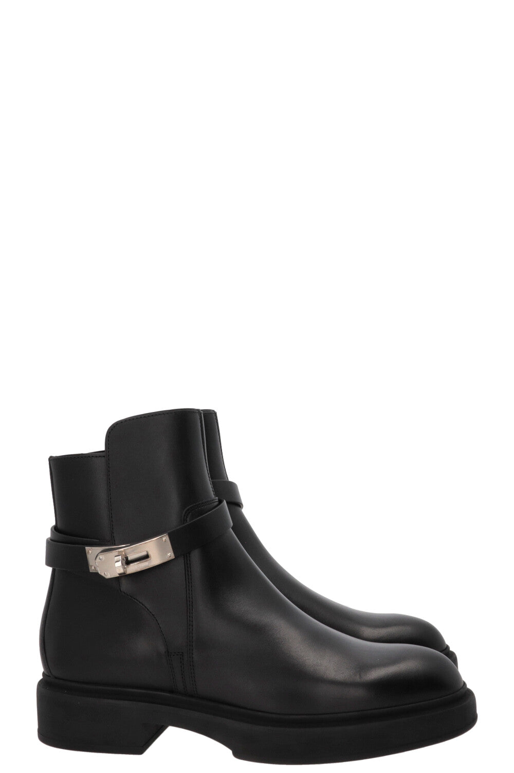HERMÈS Jeff Ankle Boots Leather Black
