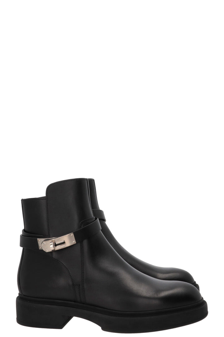 HERMÈS Jeff Ankle Boots Leather Black