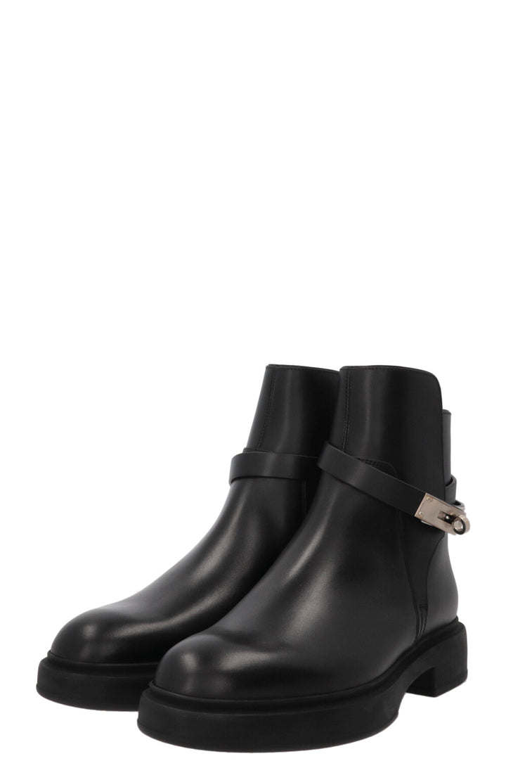 HERMÈS Jeff Ankle Boots Leather Black