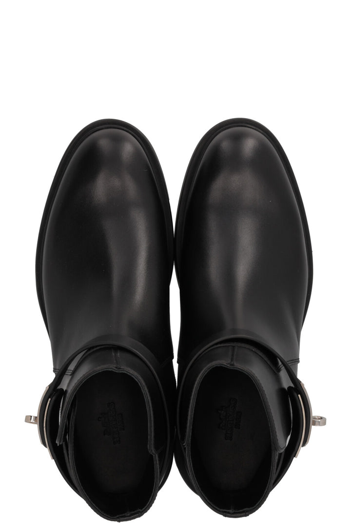 HERMÈS Jeff Ankle Boots Leather Black