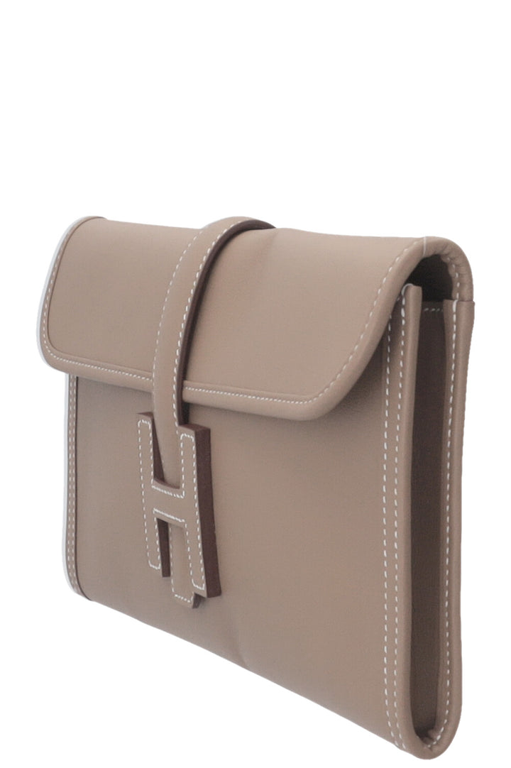 HERMÈS Pochette Jige Elan 29 Veau Swift Étoupe