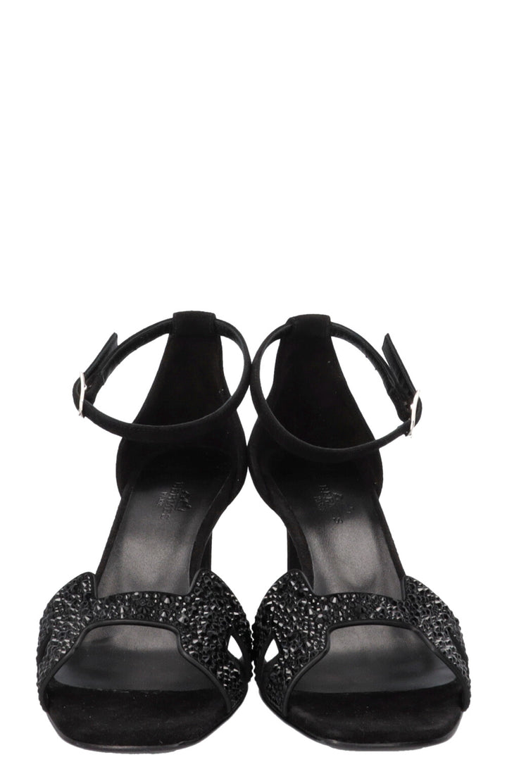 HERMÈS Joy 70 Sandals Crystals Black