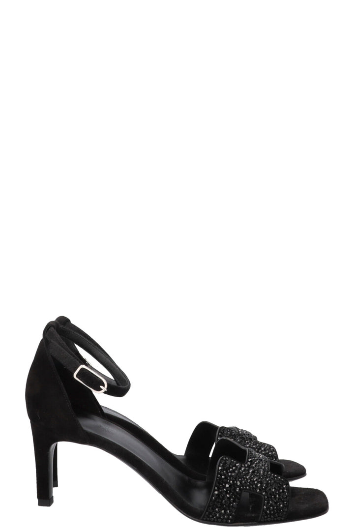 HERMÈS Joy 70 Sandals Crystals Black