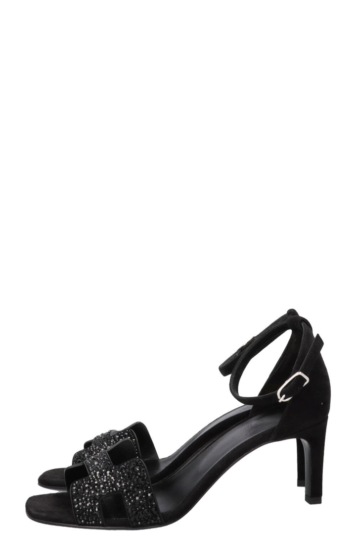 HERMÈS Joy 70 Sandals Crystals Black