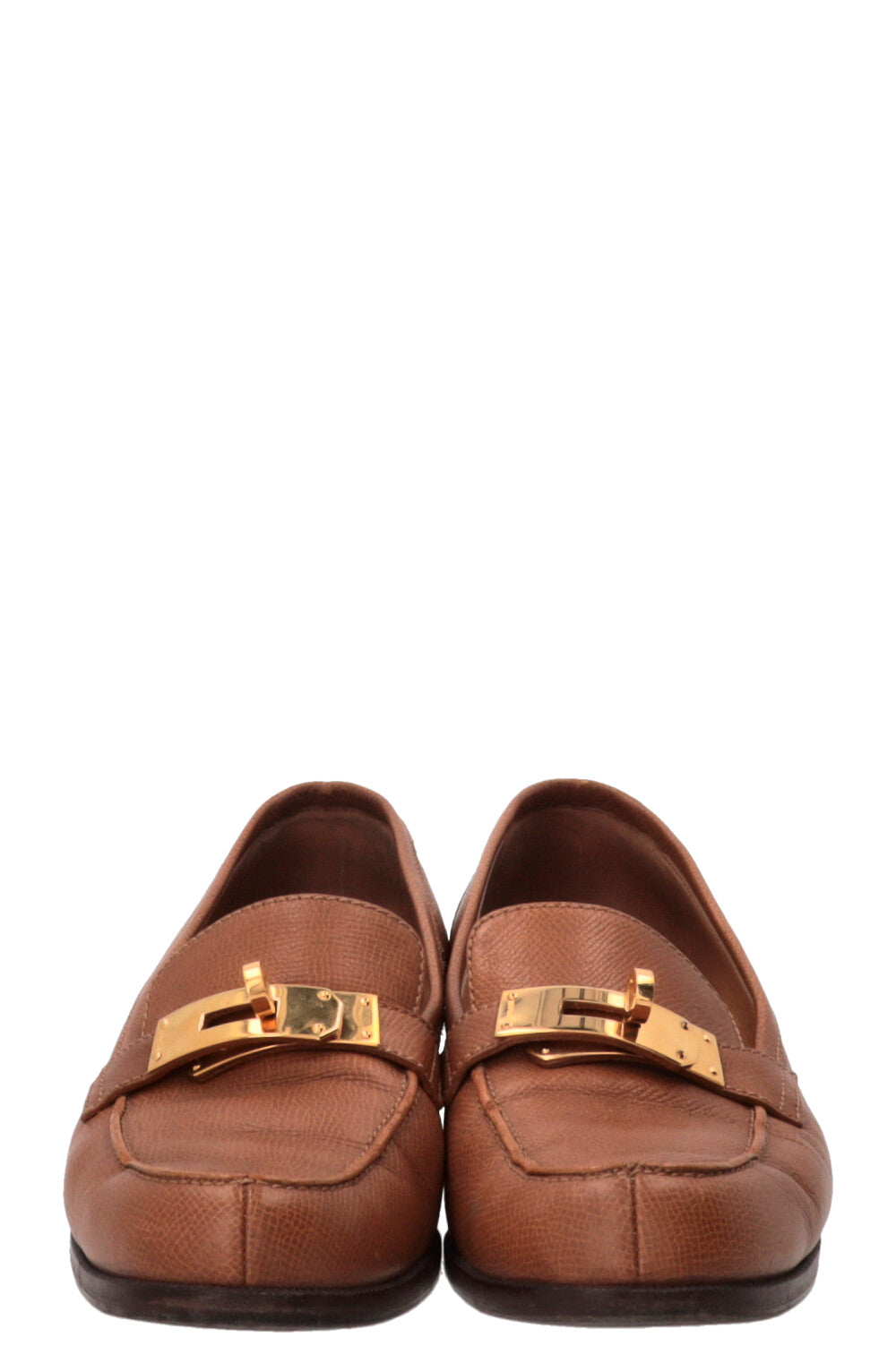 HERMÈS Jules Kelly Lock Loafers Leather Gold