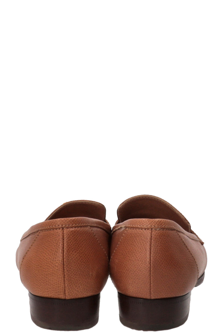HERMÈS Jules Kelly Lock Loafers Leather Gold