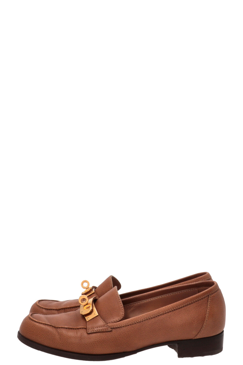 HERMÈS Jules Kelly Lock Loafers Leather Gold
