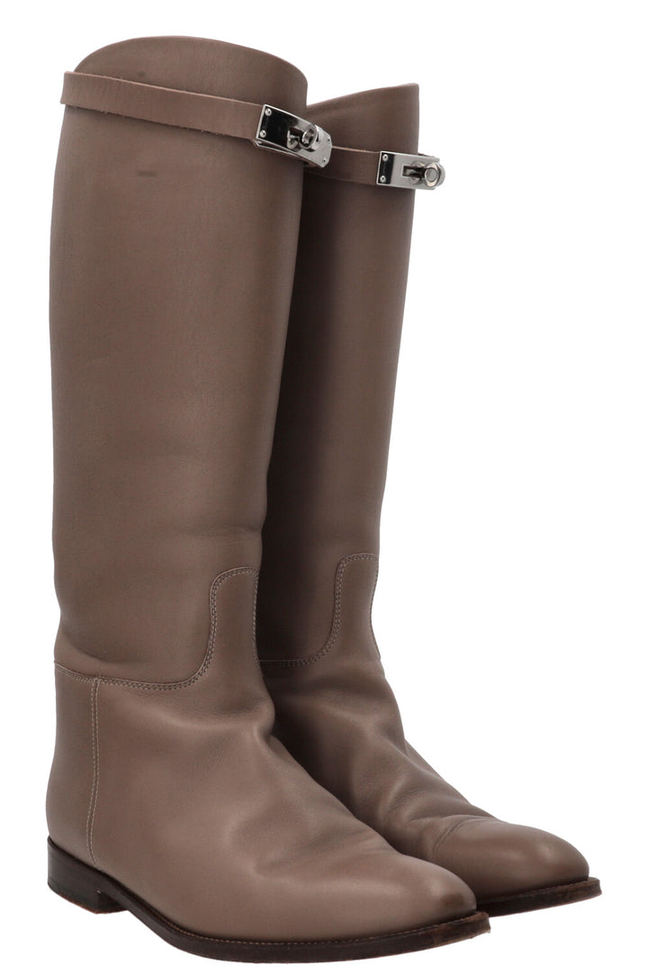 HERMÈS Jumping Boots Leather Etoupe