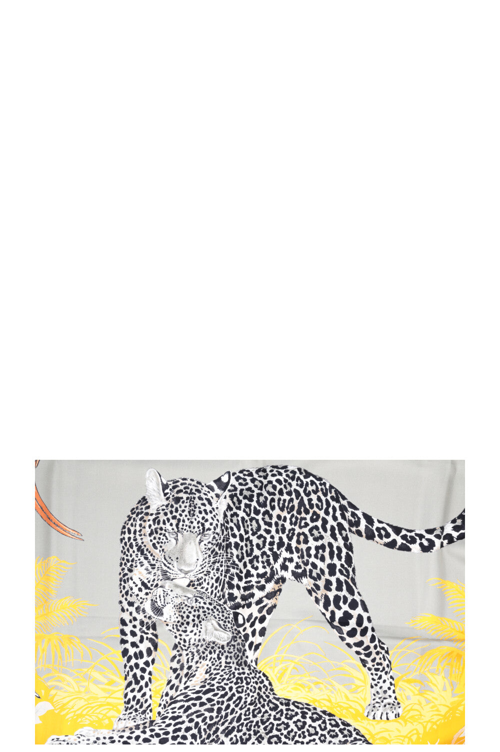 HERMÈS Jungle Love Scarf 90 Silk Grey Multicolor