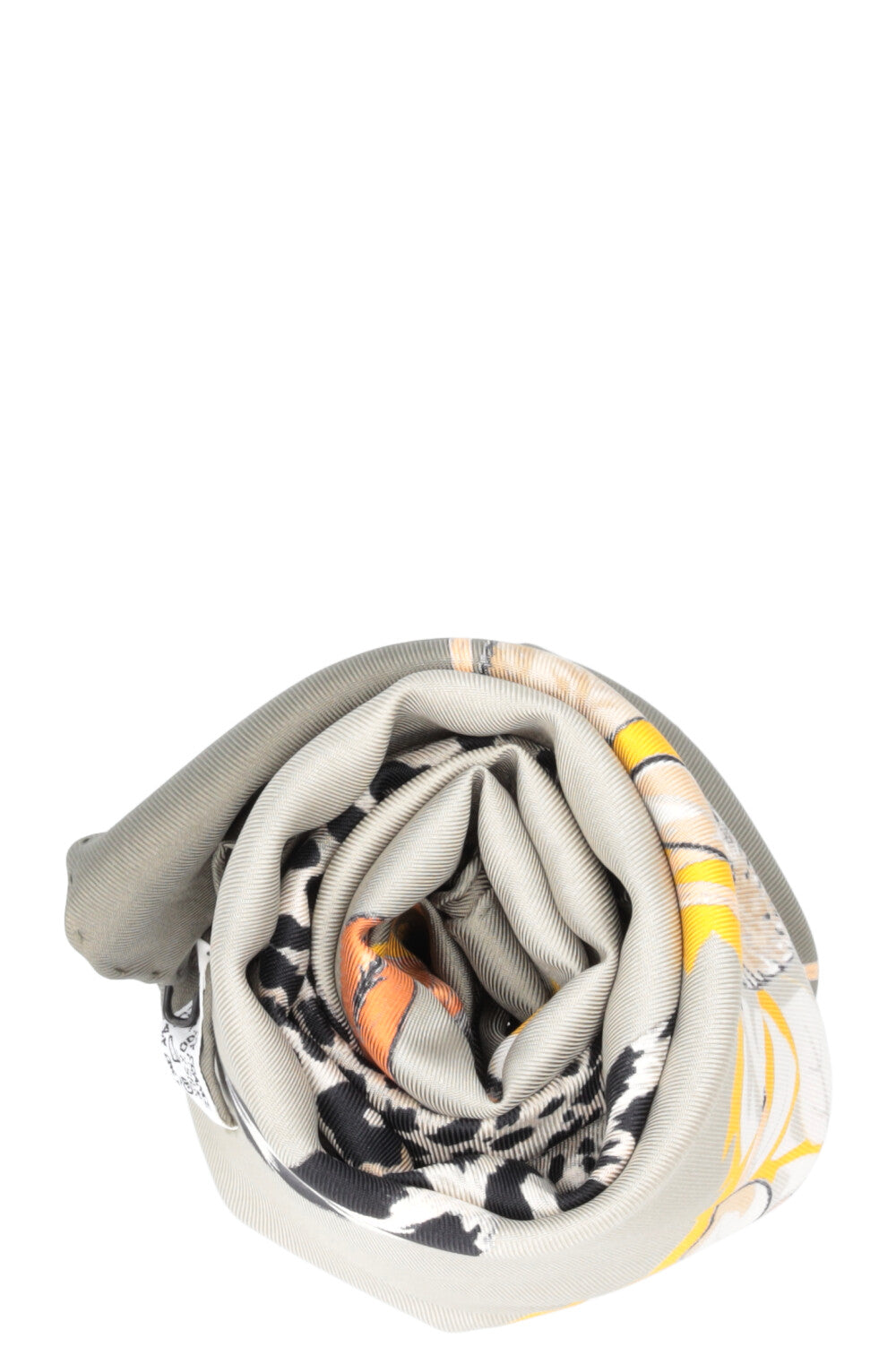 HERMÈS Jungle Love Scarf 90 Silk Grey Multicolor