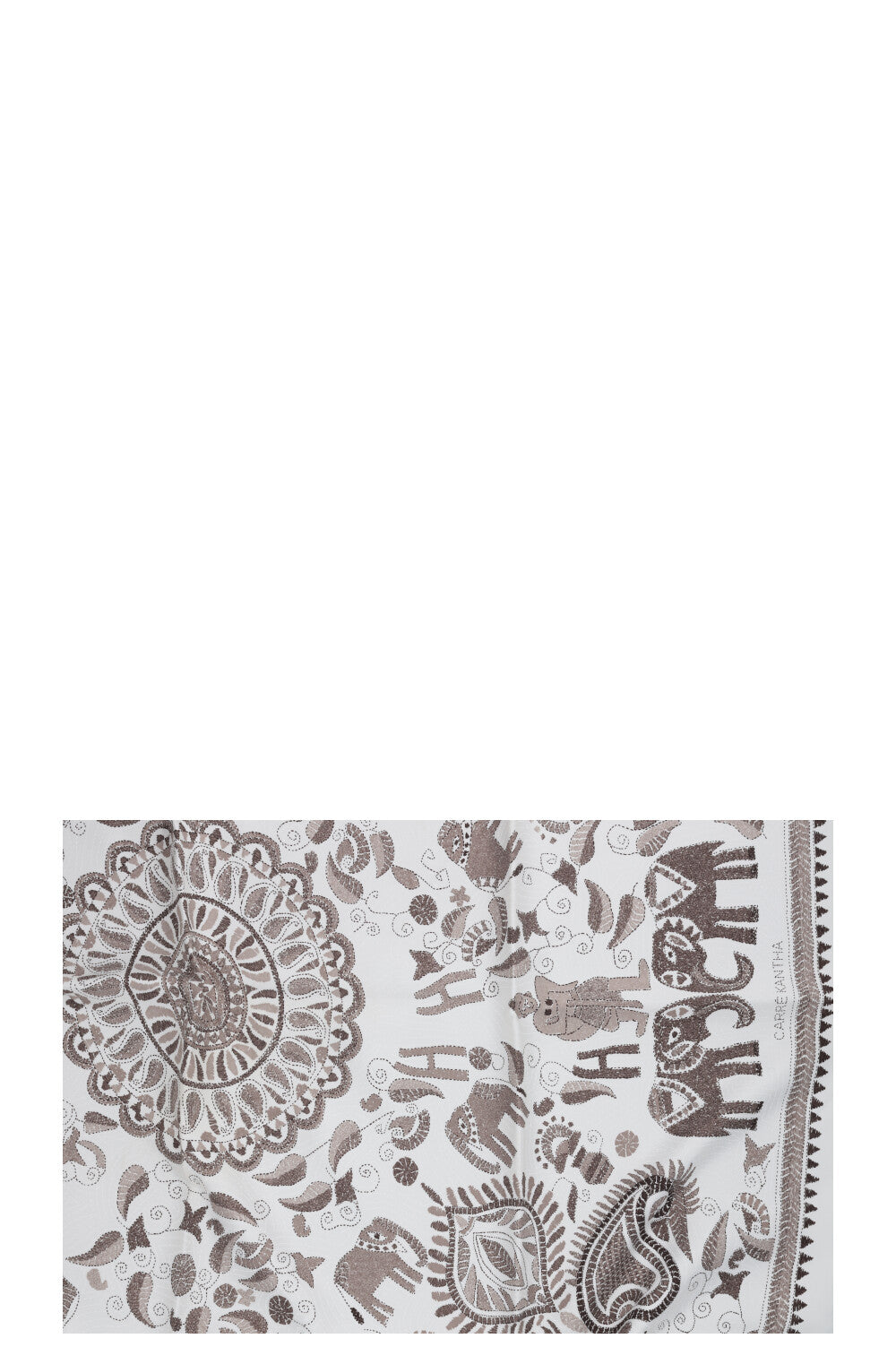 HERMÈS Kantha 90 Carré Silk White