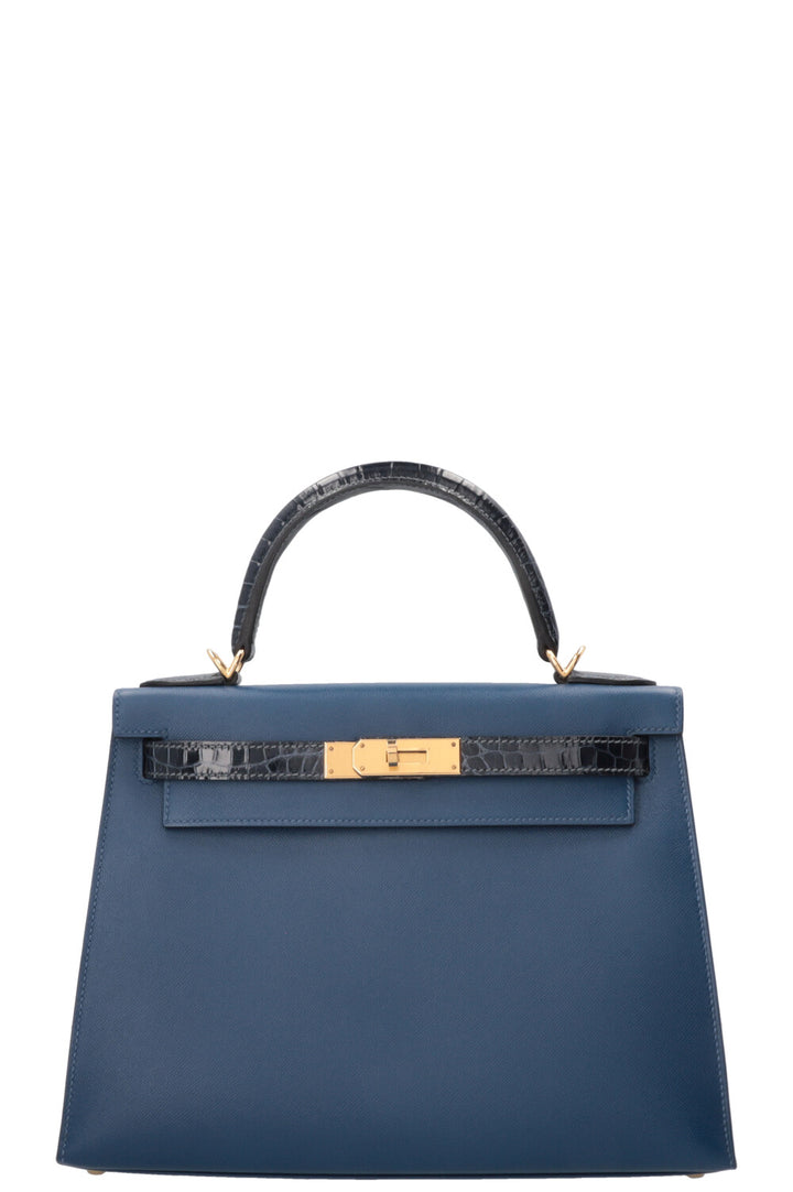 HERMÈS Kelly 28 II Touch Sellier Veau Madame Croco Niloticus Deep Blue Bleu Baltique