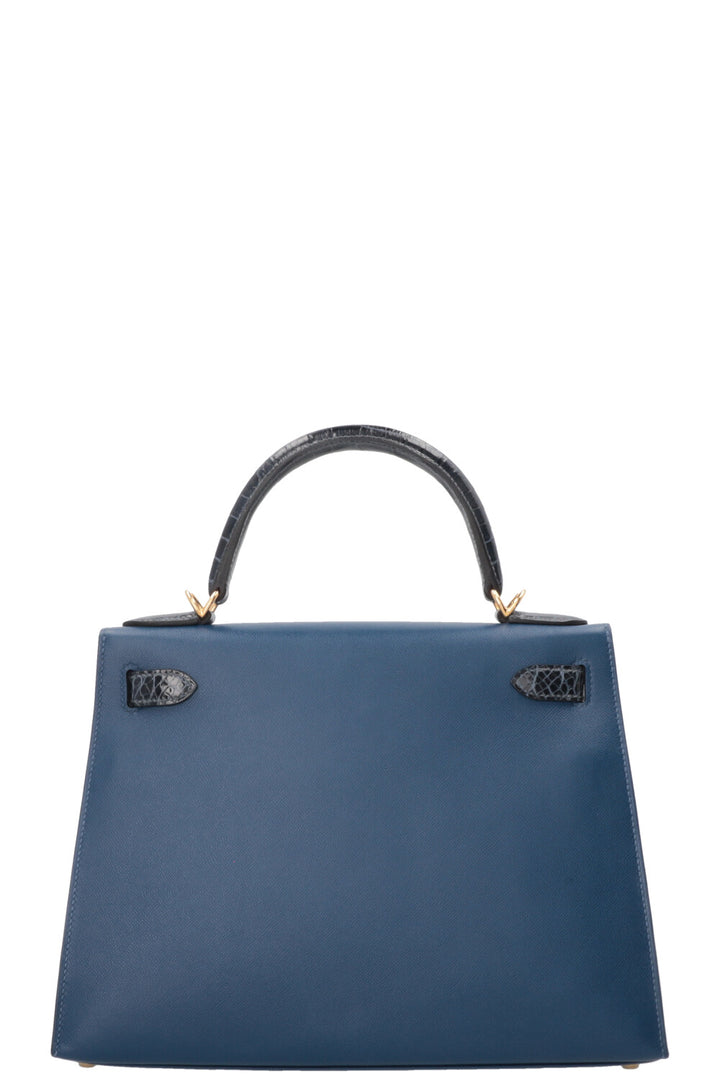 HERMÈS Kelly 28 II Touch Sellier Veau Madame Croco Niloticus Deep Blue Bleu Baltique