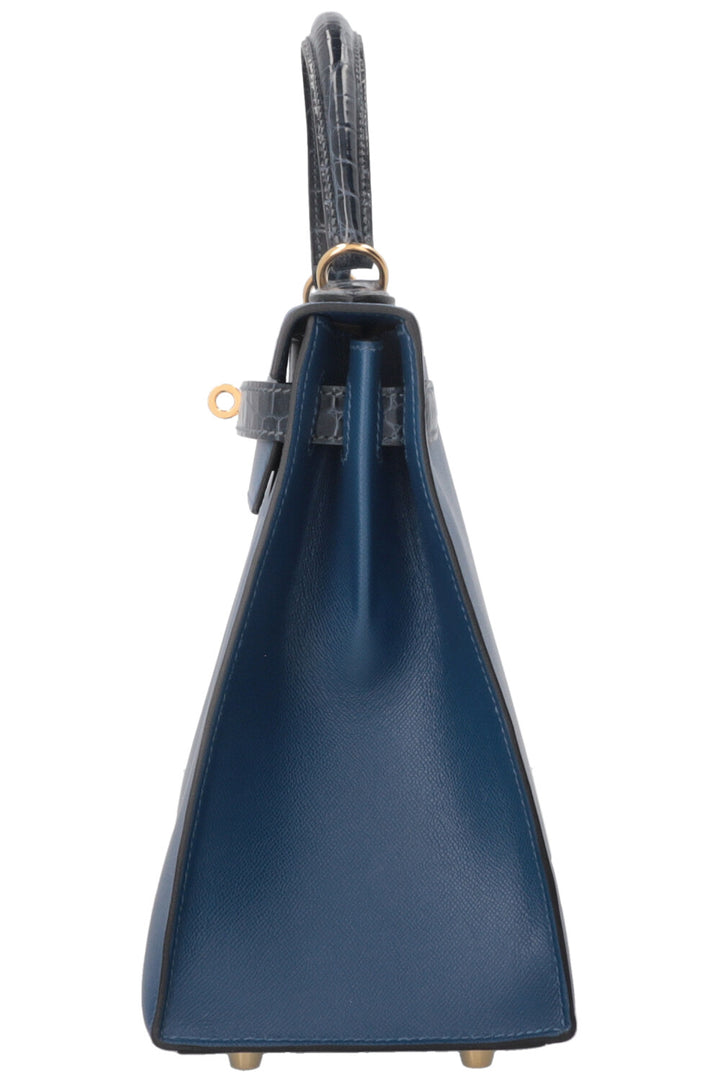 HERMÈS Kelly 28 II Touch Sellier Veau Madame Croco Niloticus Deep Blue Bleu Baltique
