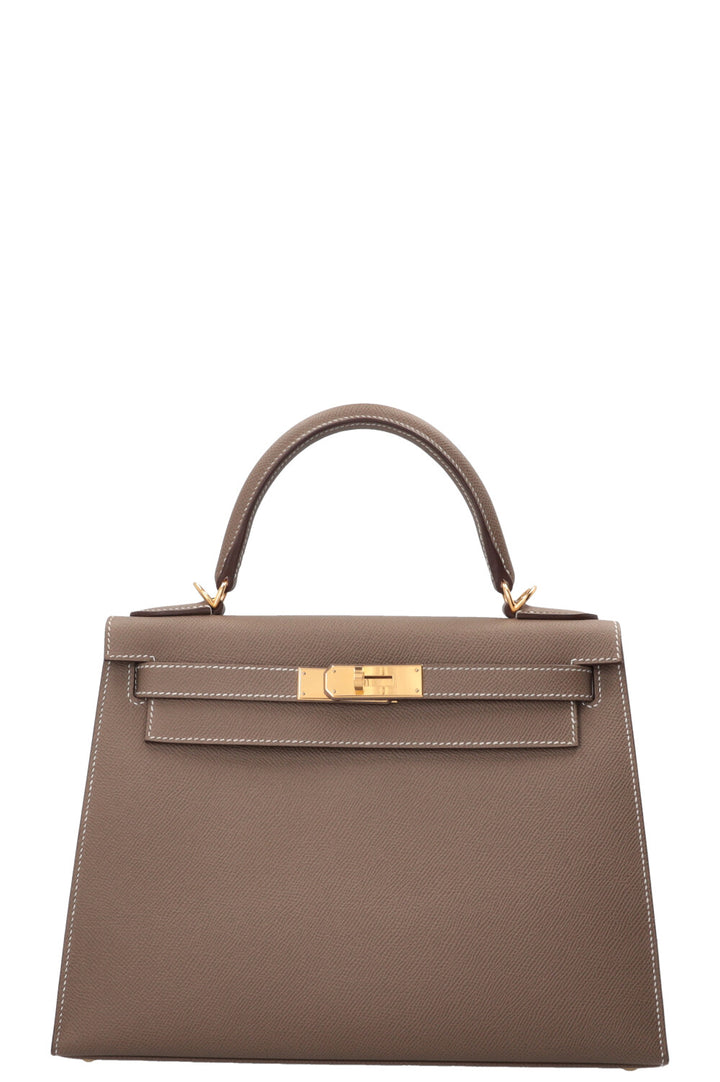 HERMÈS Kelly 28 Sellier Epsom Etoupe Or