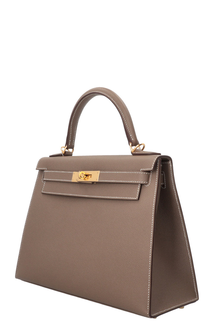 HERMÈS Kelly 28 Sellier Epsom Etoupe Or