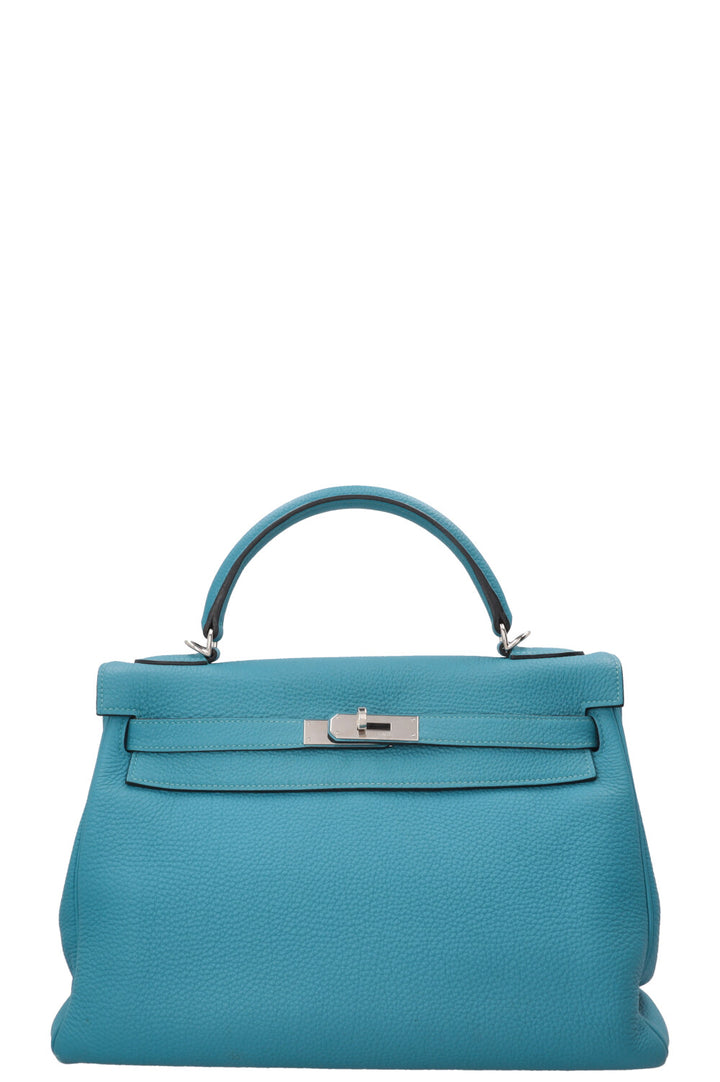 HERMÈS Kelly 32 Retourné Togo Turquoise