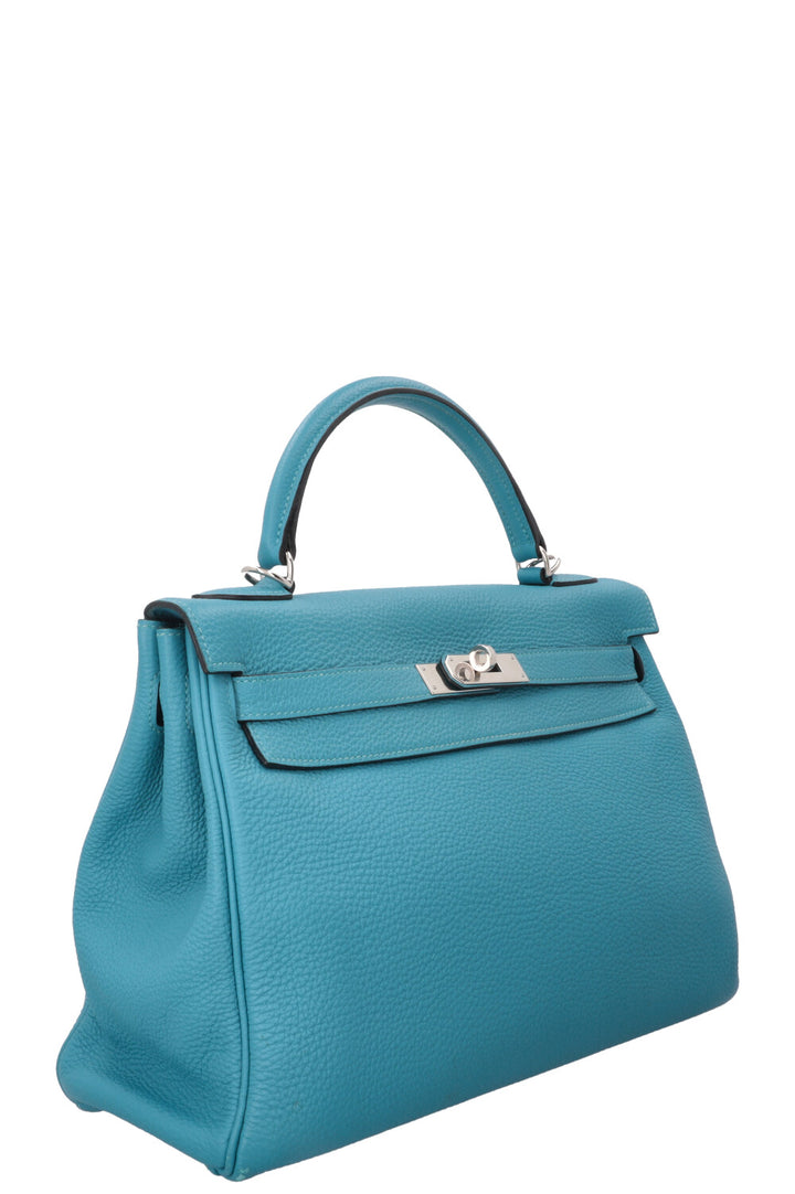 HERMÈS Kelly 32 Retourné Togo Turquoise