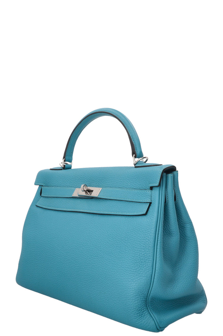 HERMÈS Kelly 32 Retourné Togo Turquoise