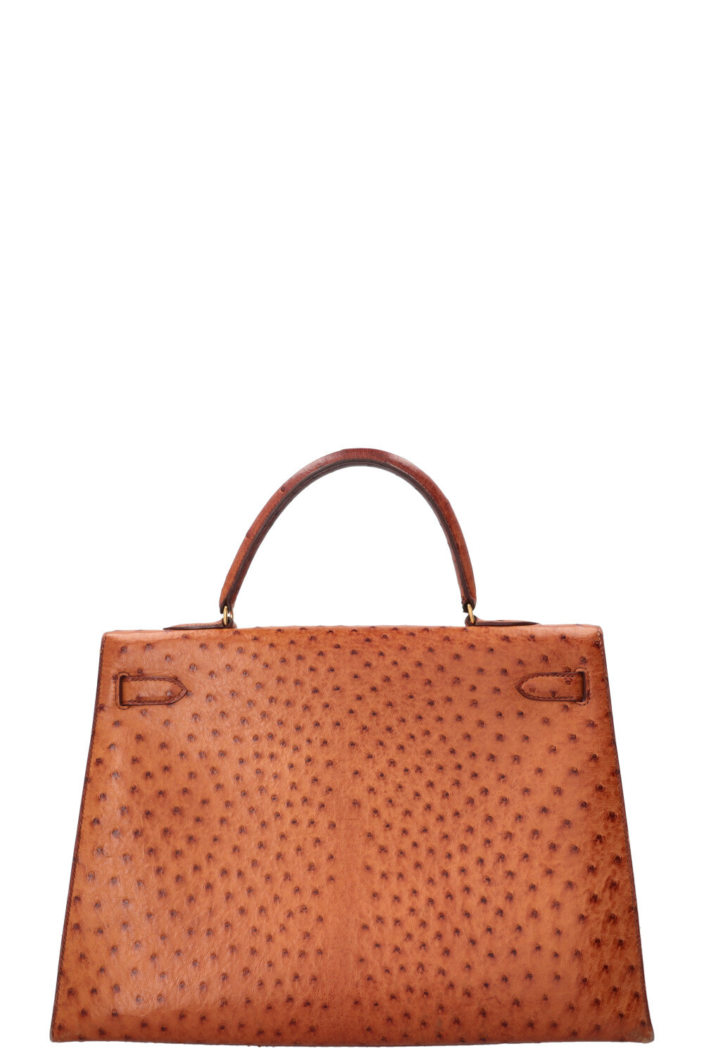 HERMÈS Kelly 32 Sellier Ostrich Leather Noisette