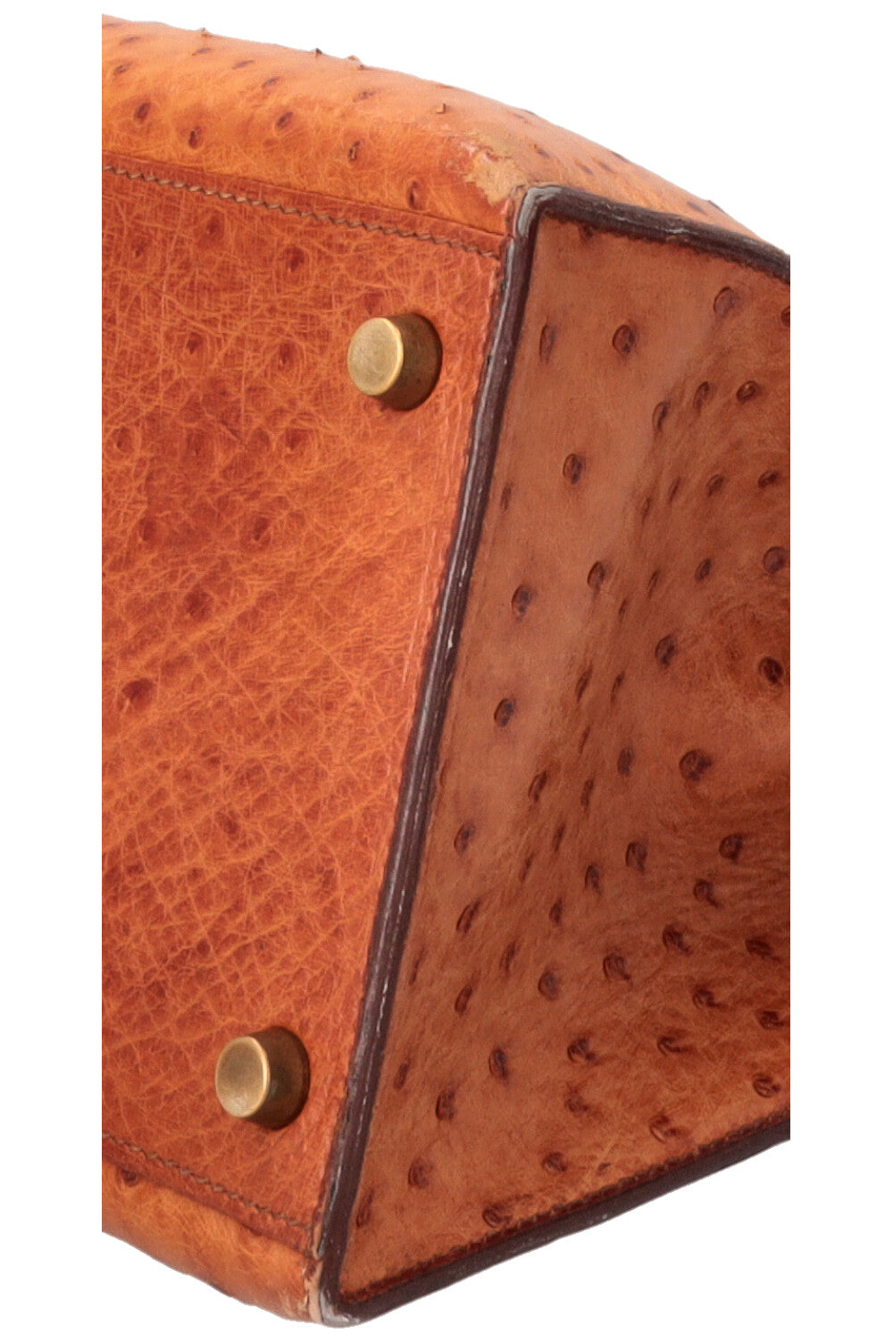 HERMÈS Kelly 32 Sellier Ostrich Leather Noisette