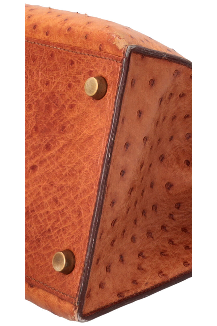 HERMÈS Kelly 32 Sellier Ostrich Leather Noisette