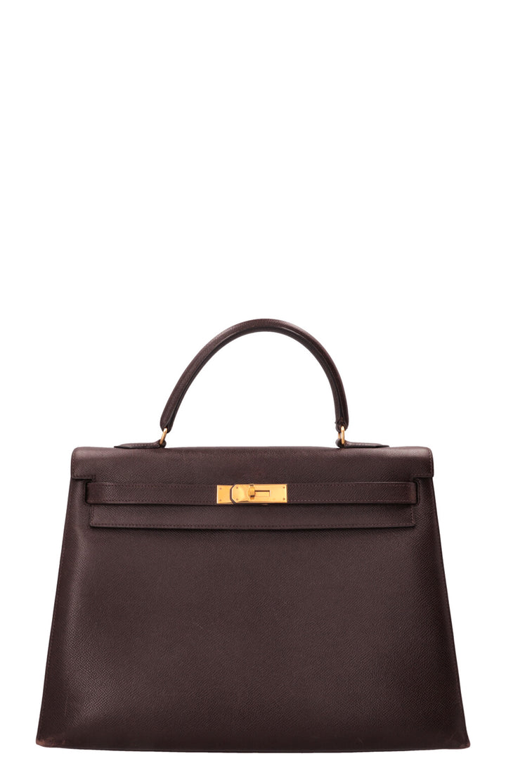 HERMÈS Kelly 35 Sellier Epsom Chocolat