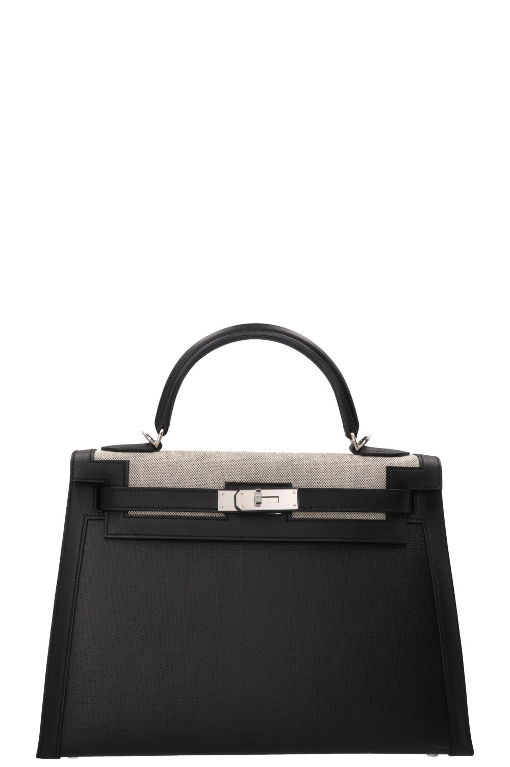 HERMÈS Kelly II Sellier 32 Toile Berline Veau Swift Noir