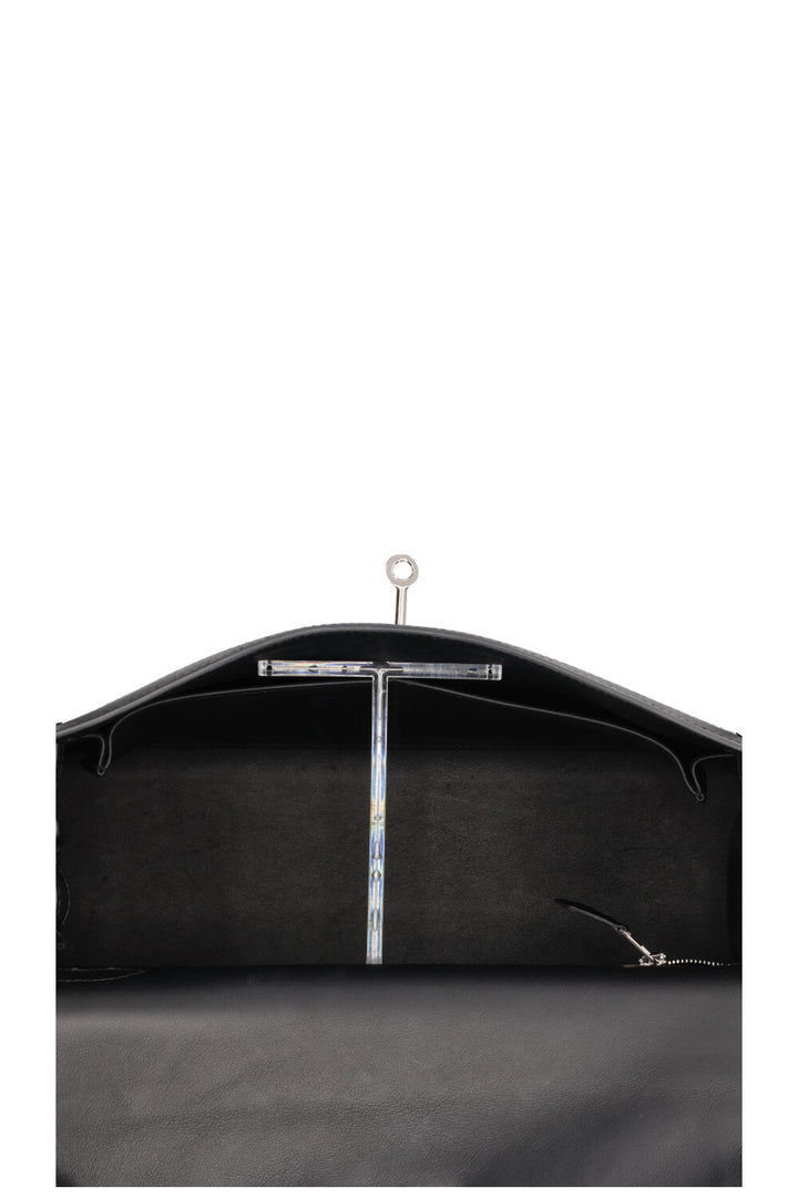 HERMÈS Kelly II Sellier 32 Toile Berline Veau Swift Noir