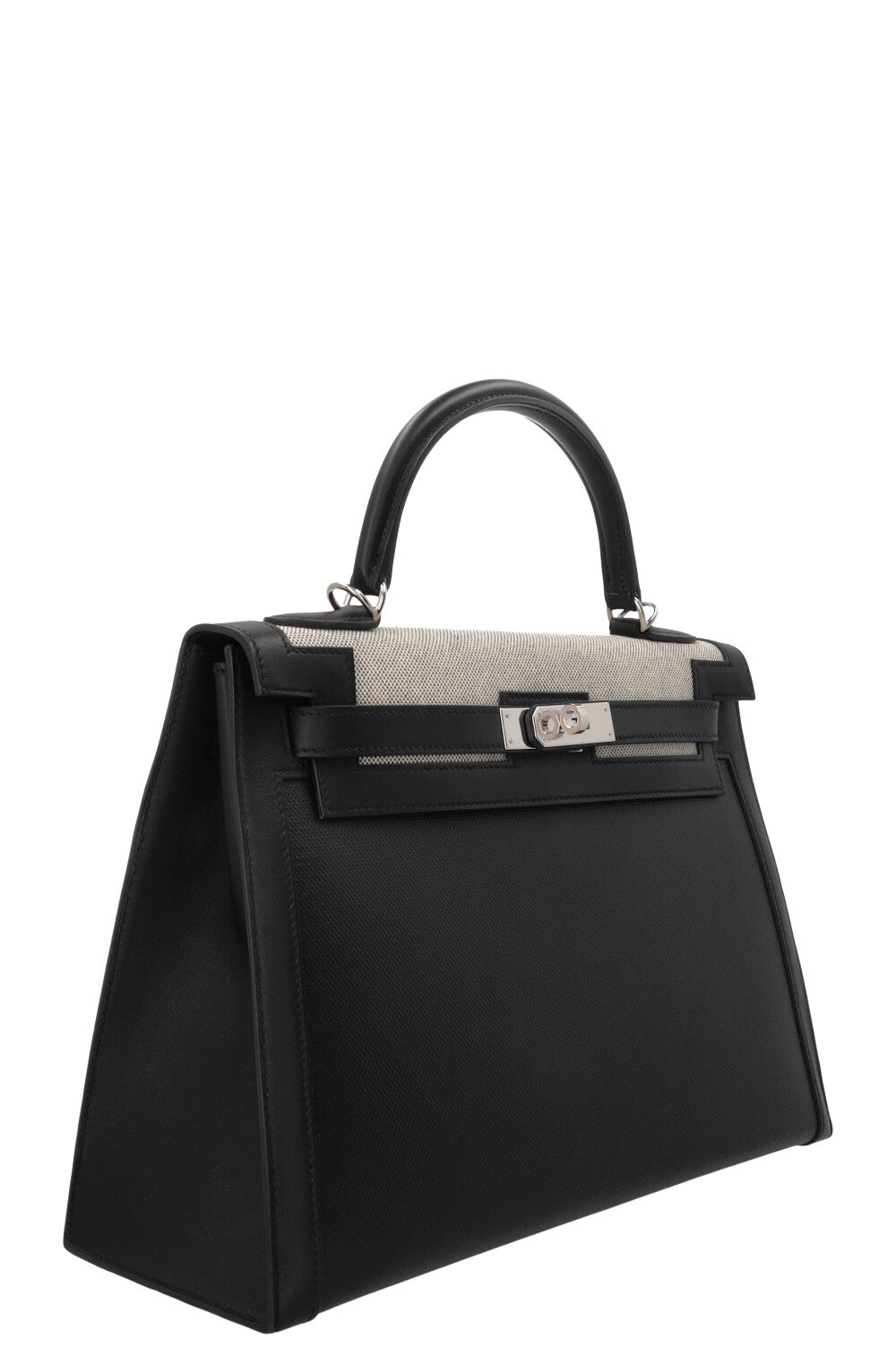 HERMÈS Kelly II Sellier 32 Toile Berline Veau Swift Noir