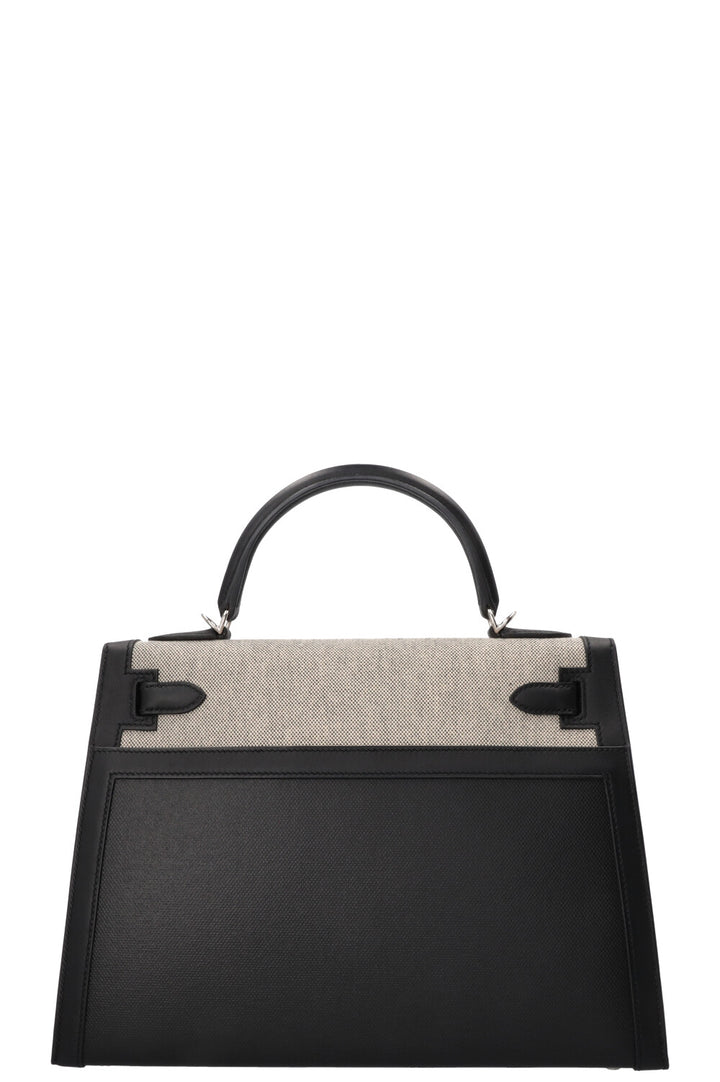 HERMÈS Kelly II Sellier 32 Toile Berline Veau Swift Noir