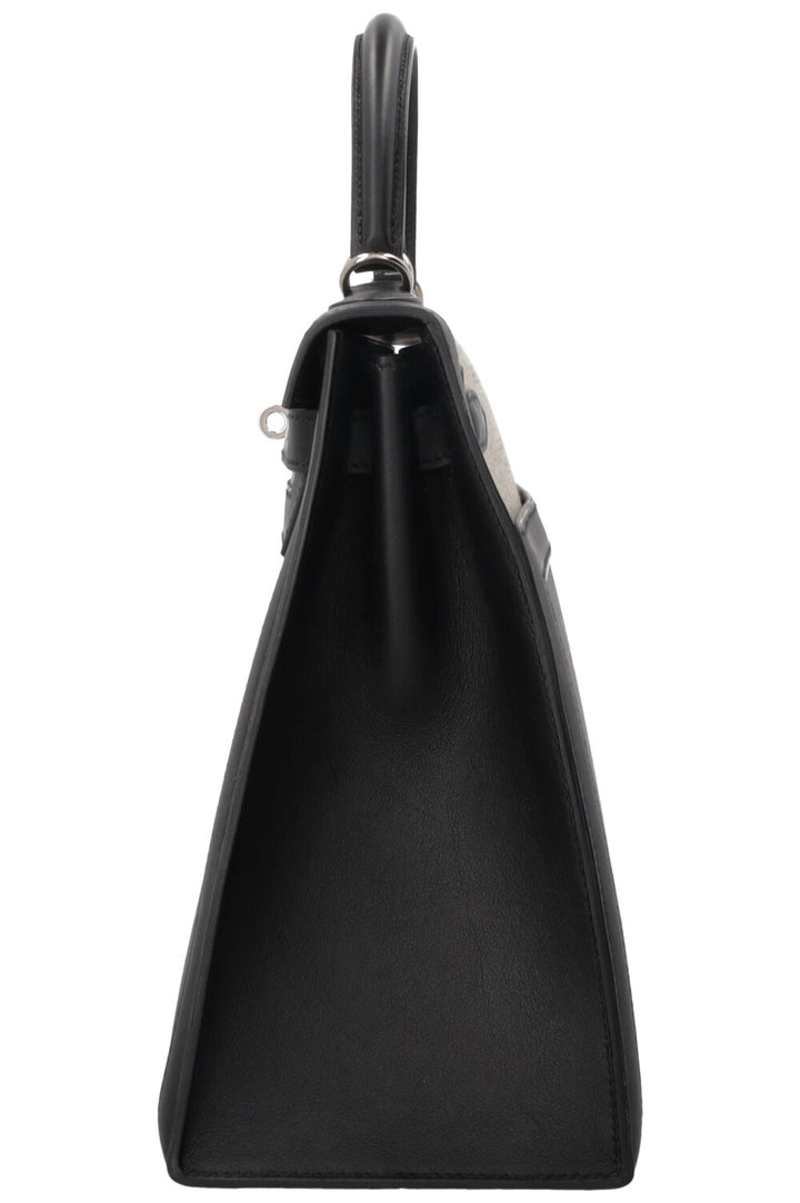 HERMÈS Kelly II Sellier 32 Toile Berline Veau Swift Noir