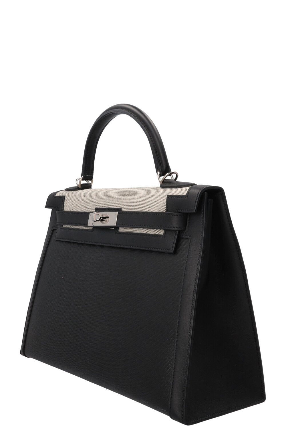 HERMÈS Kelly II Sellier 32 Toile Berline Veau Swift Noir
