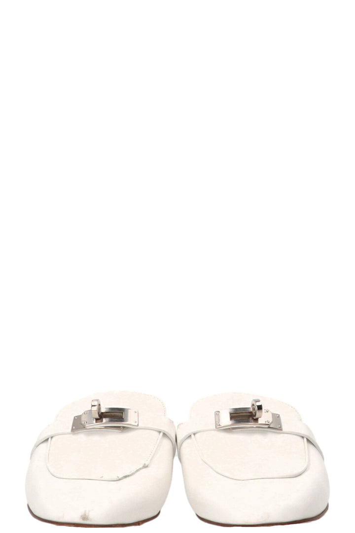 HERMÈS Kelly Oz Mules Leather White