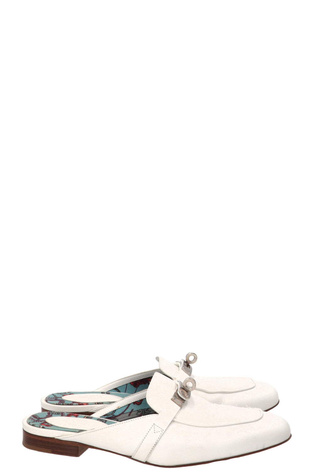 HERMÈS Kelly Oz Mules Leather White