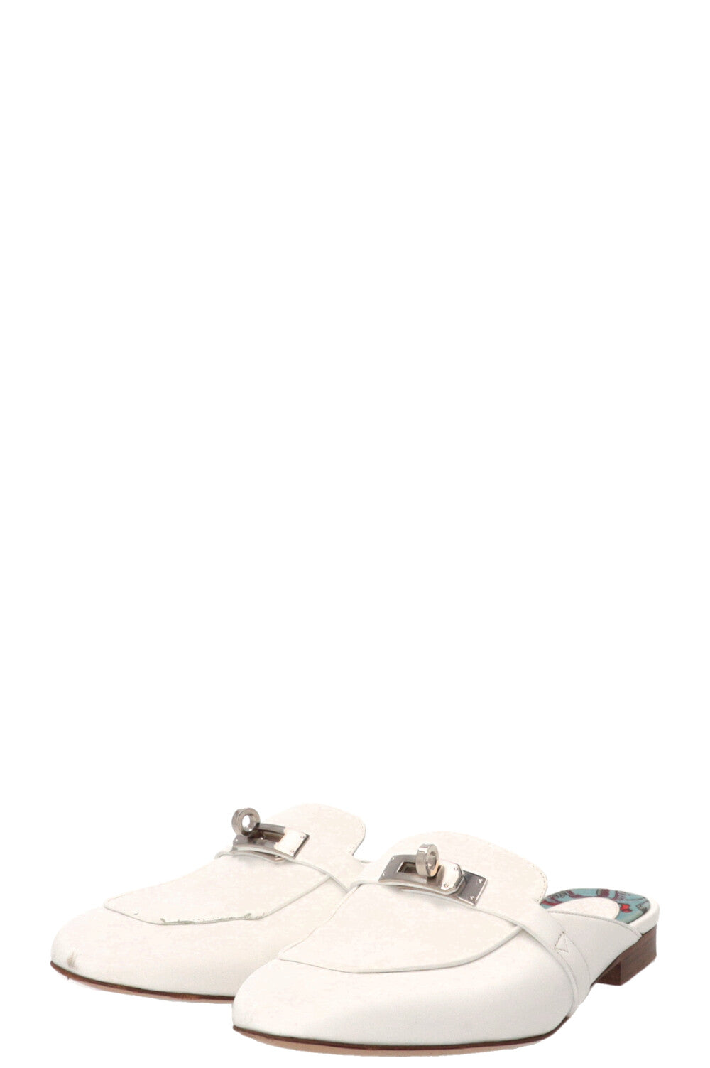 HERMÈS Kelly Oz Mules Leather White
