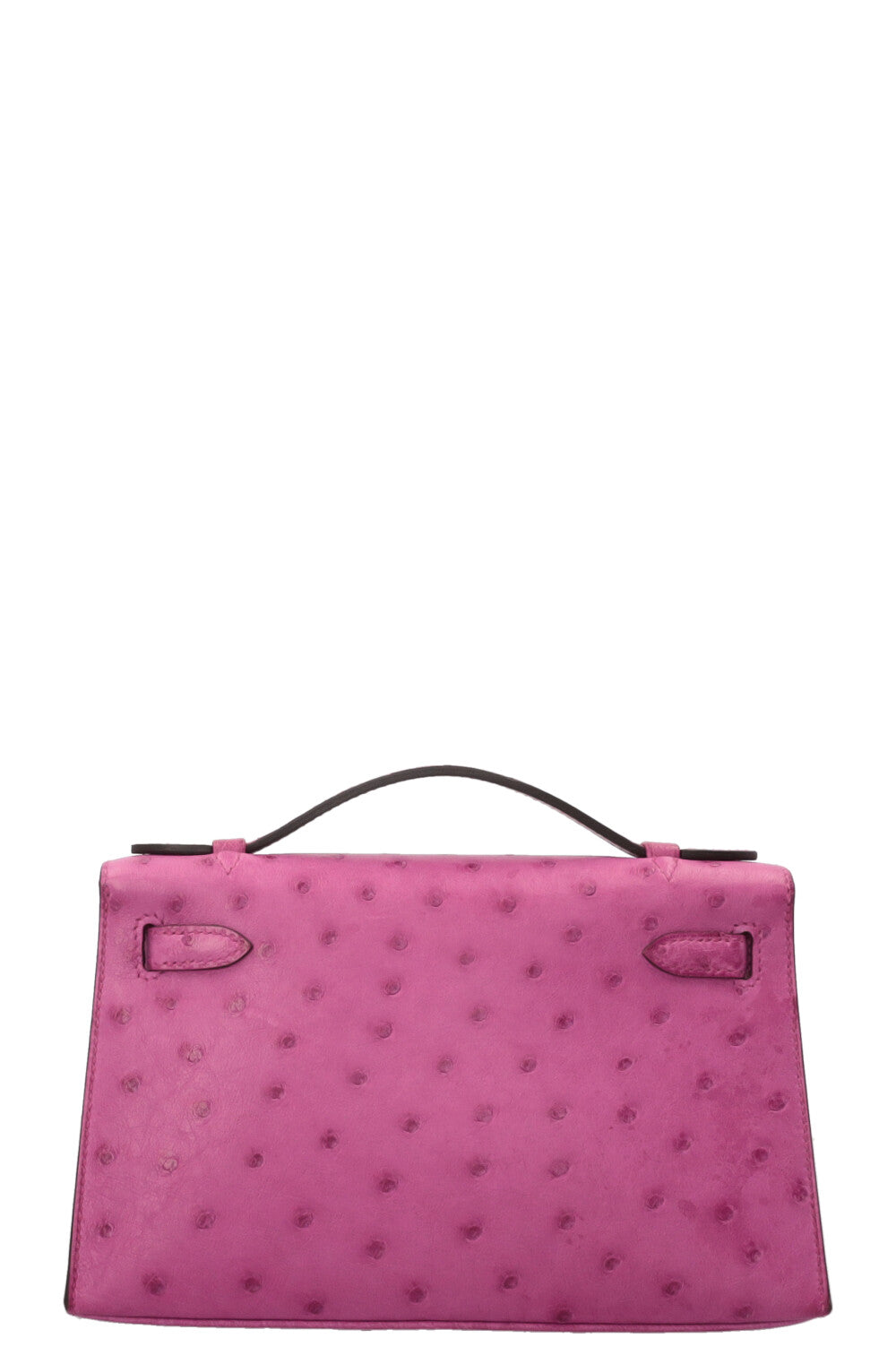 HERMÈS Kelly Pochette en cuir d'autruche Rose Pourpre