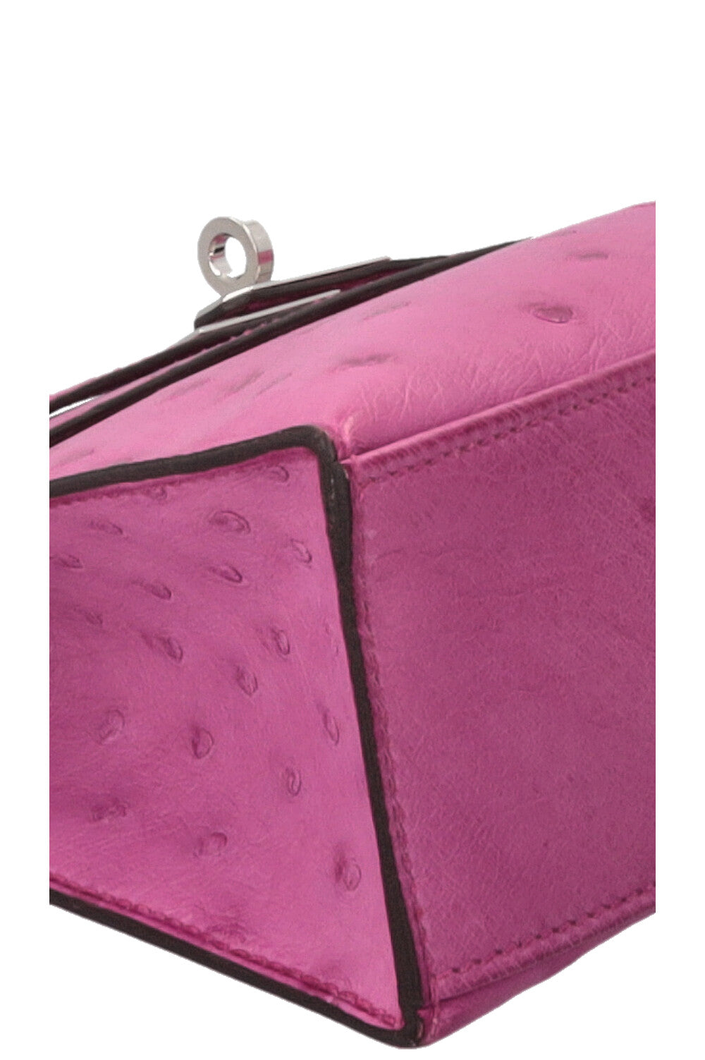 HERMÈS Kelly Pochette en cuir d'autruche Rose Pourpre