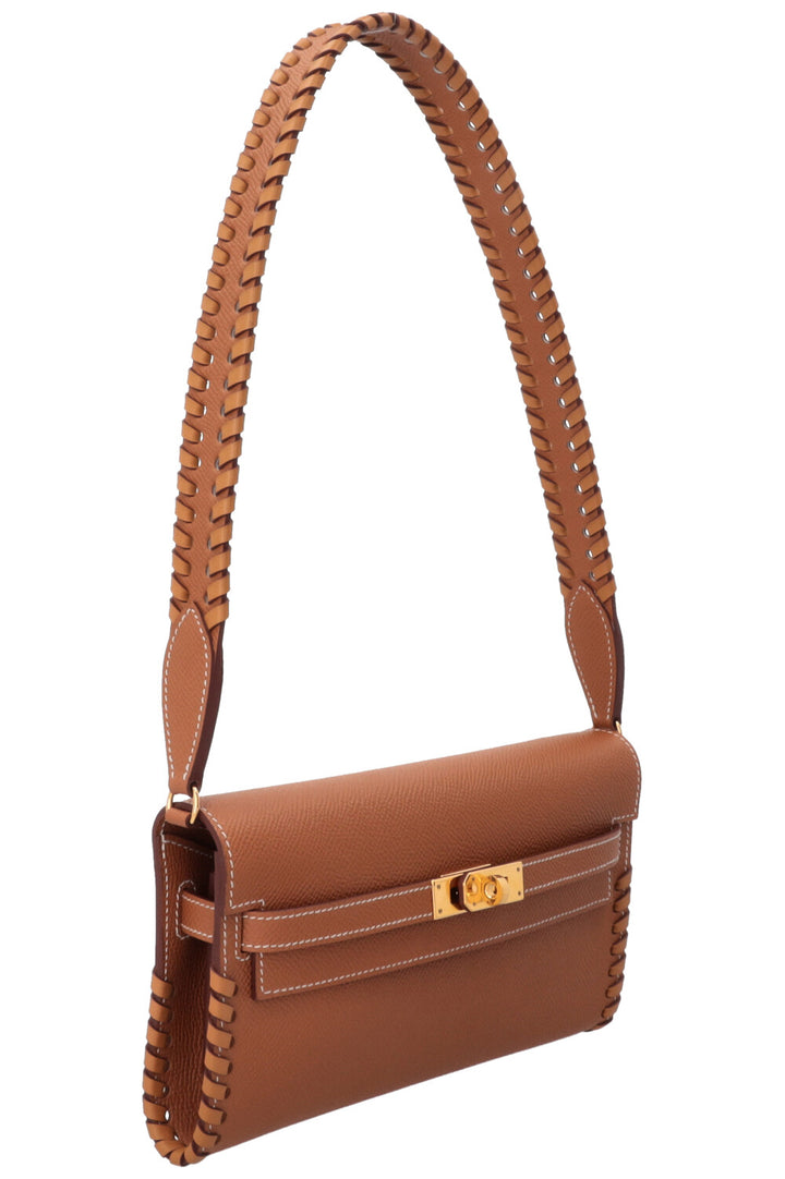 HERMÈS Kelly To Go Tressage en cuir Epsom Gold Sésame