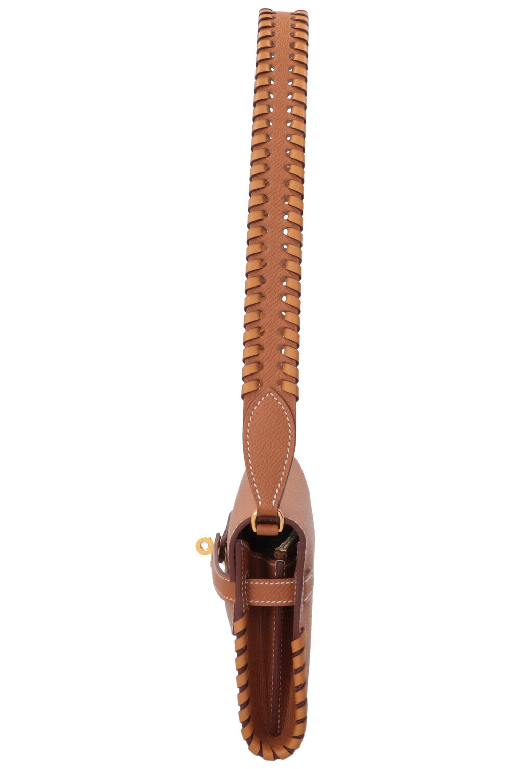 HERMÈS Kelly To Go Tressage en cuir Epsom Gold Sésame