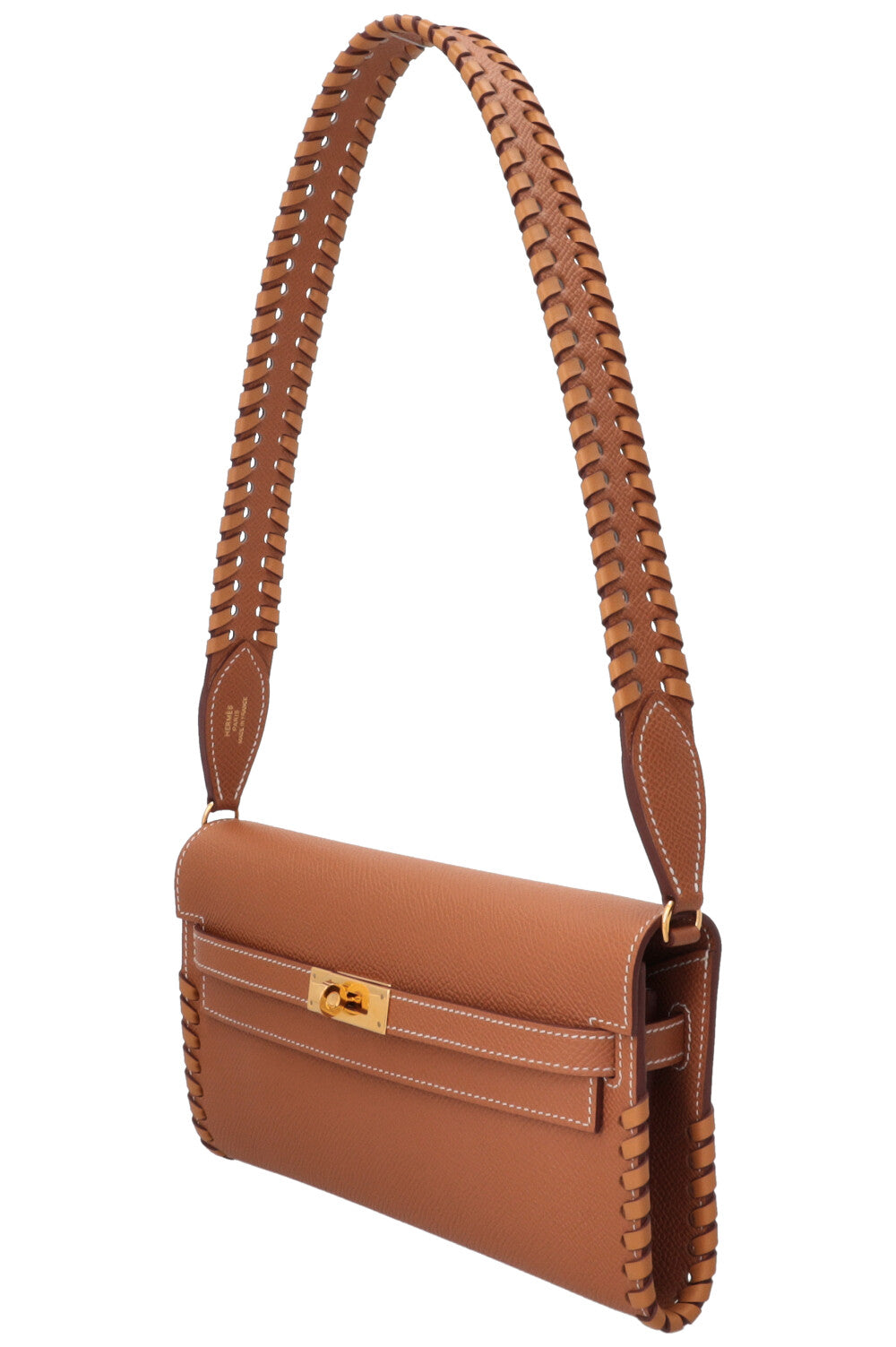 HERMÈS Kelly To Go Tressage en cuir Epsom Gold Sésame