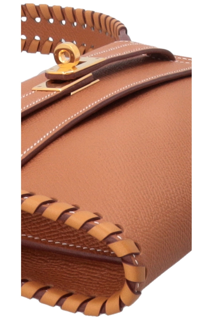 HERMÈS Kelly To Go Tressage en cuir Epsom Gold Sésame