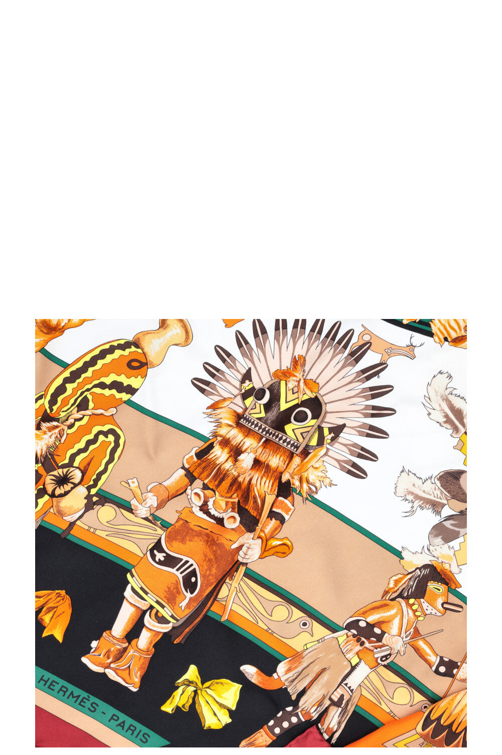 HERMÈS Kermit Oliver Kachinas Triangle Écharpe Soie Multicolore